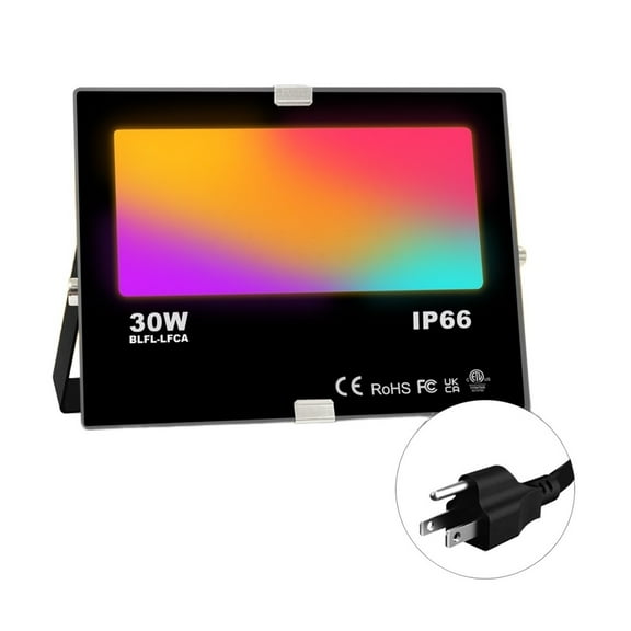 RGB LED Floodlight 30W Outdoor Smart Flood Light IP66 Waterproof Color Changing Spotlight APP Group Control