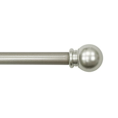 LUMI HOME FURNISHINGS Contemporary Silver Ball Adjustable Single Curtain Rods Set, 28" - 48"