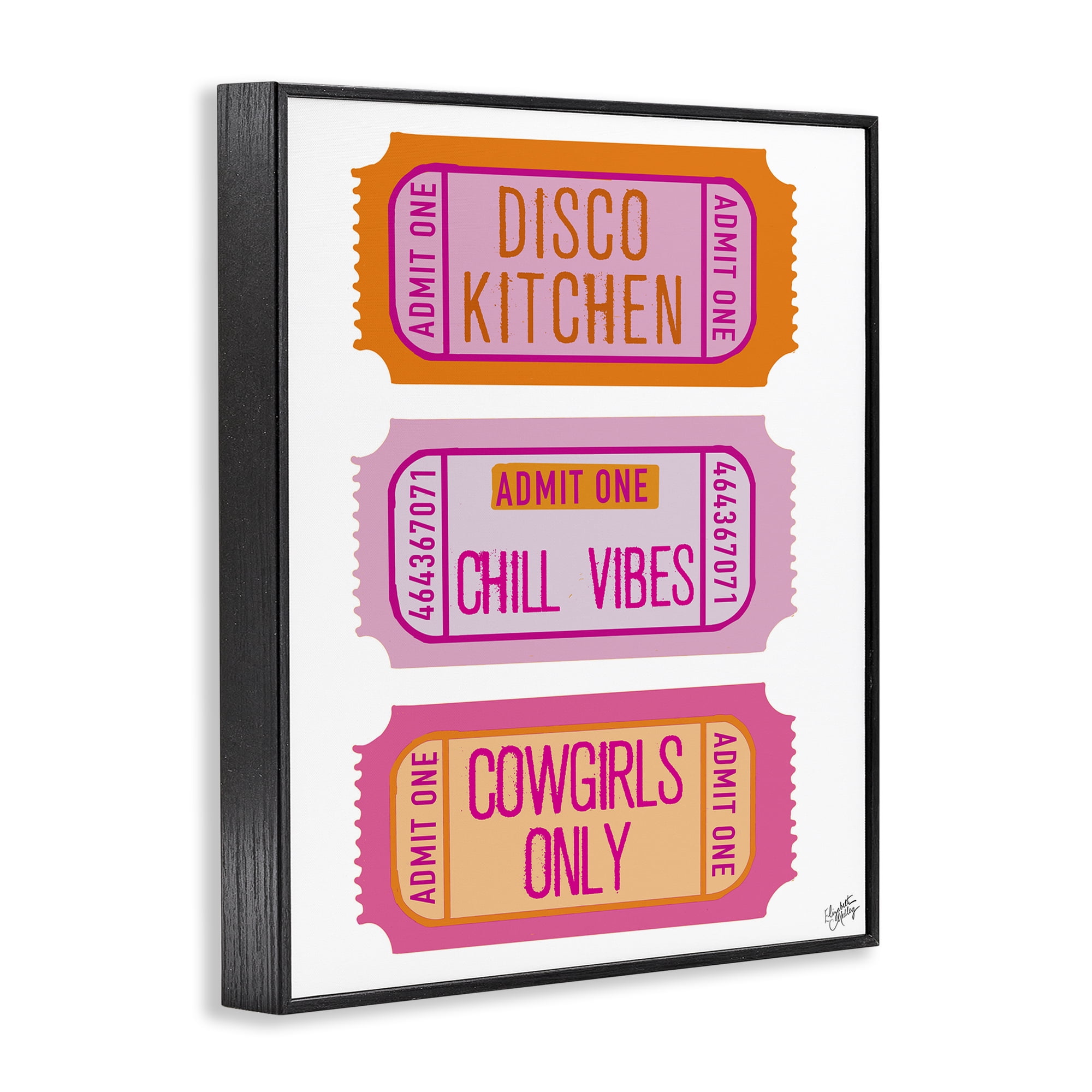 Stupell Industries Disco Cowgirl Ticket Phrases Black Framed Giclee Art, design by Elizabeth Medley