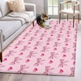 thumbnail image 2 of Sweet Stripe Bows Washable Area Rug 2.7 x 5 ft Love Cute Bow Pink Theme, Soft Non Slip Rugs Stain Repellent Indoor Felt Carpet for Living Dining Room Bedroom Home Office, 2 of 9