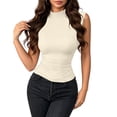 thumbnail image 4 of Tqcoqu Womens Summer Sleeveless Knit Vest Tops,2026 Casual High Neck Wool Blend Sweaters Going Out Tank Top Trendy Outfits,Beige Women's S-XXL, 4 of 7