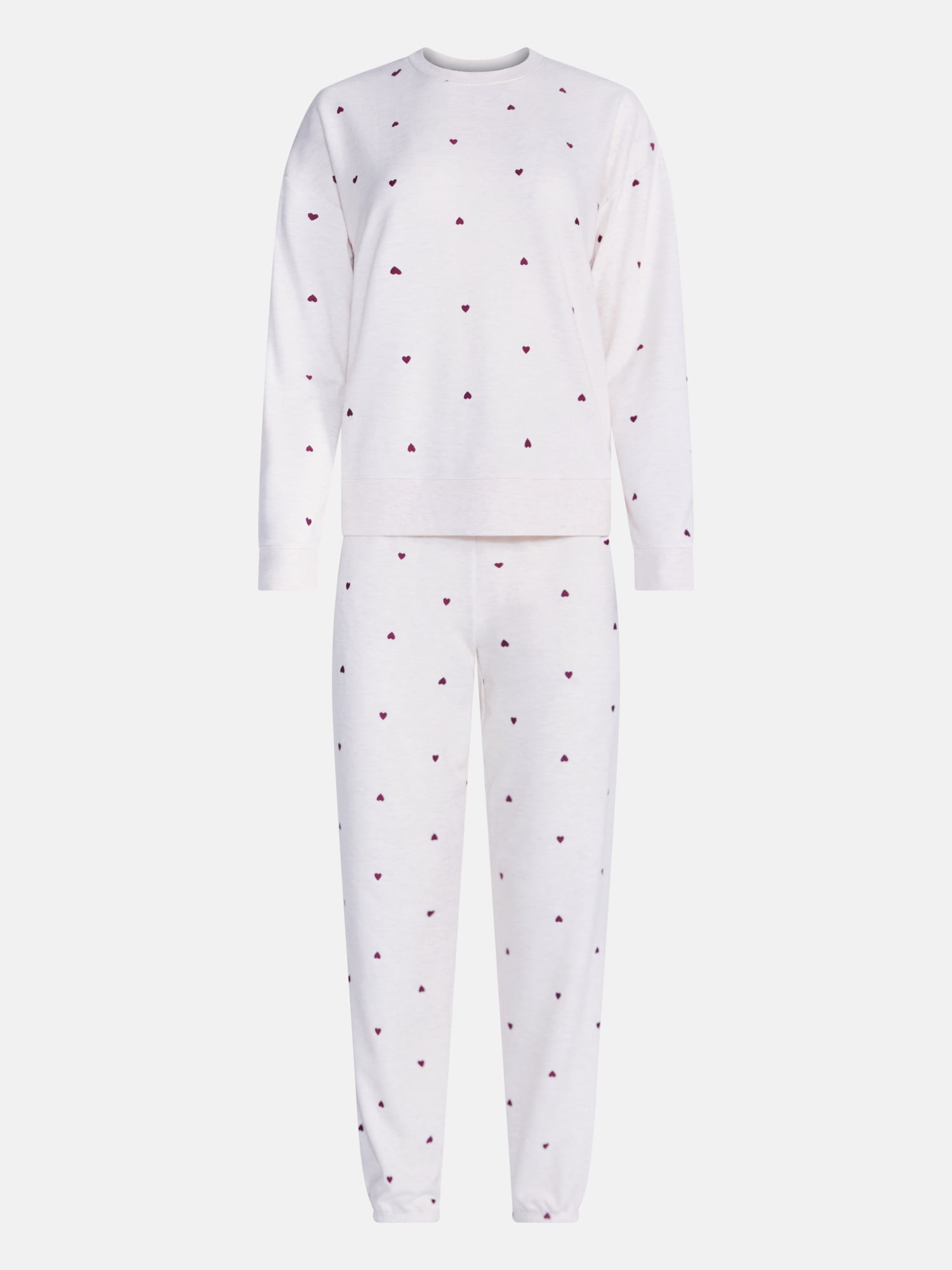 Joyspun Women's Fleece Lounge Sleep Top and Joggers, 2-Piece Pajama Set, Sizes XS-3X