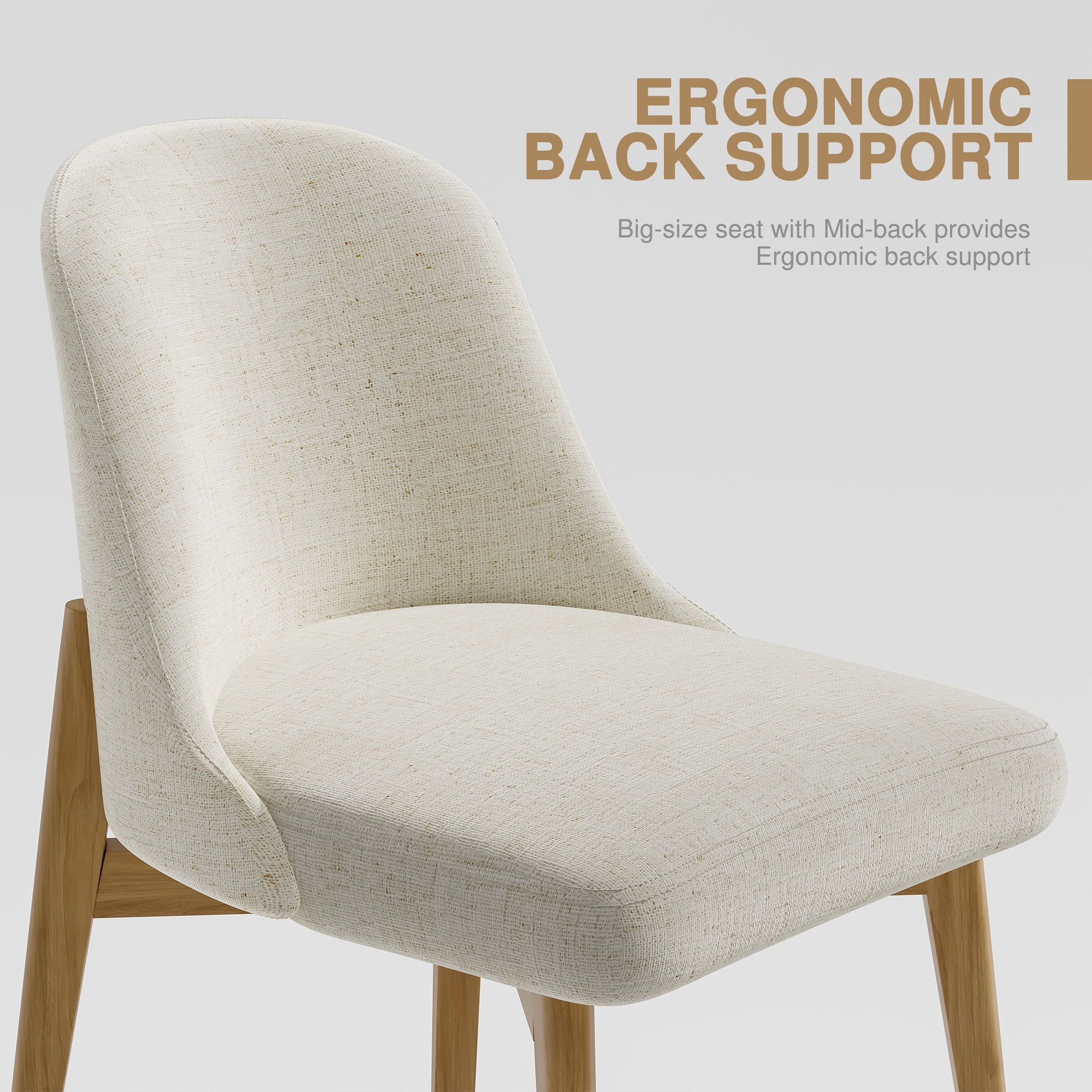 Upholstered Wood Side Chairs Dining Chairs Modern Living Room Kitchen Chairs, Oak Color (Set of 2)