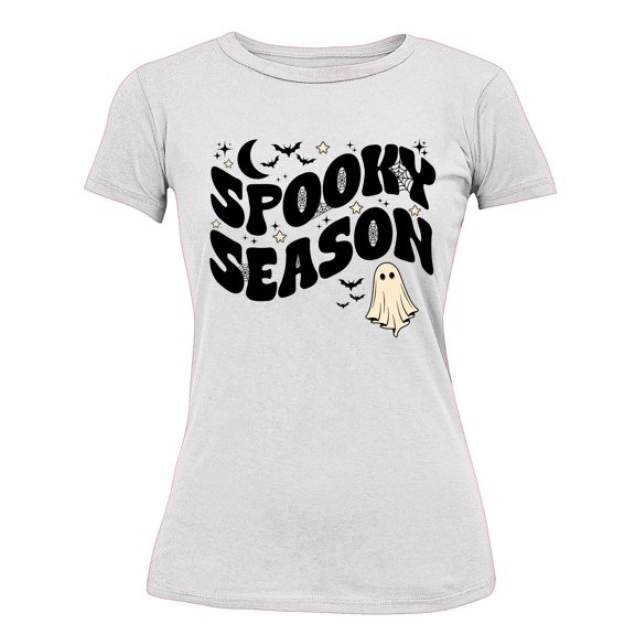 Spooky Season Halloween Shirt Cute Ghost Costume Women's T-shirt, 2XL, White