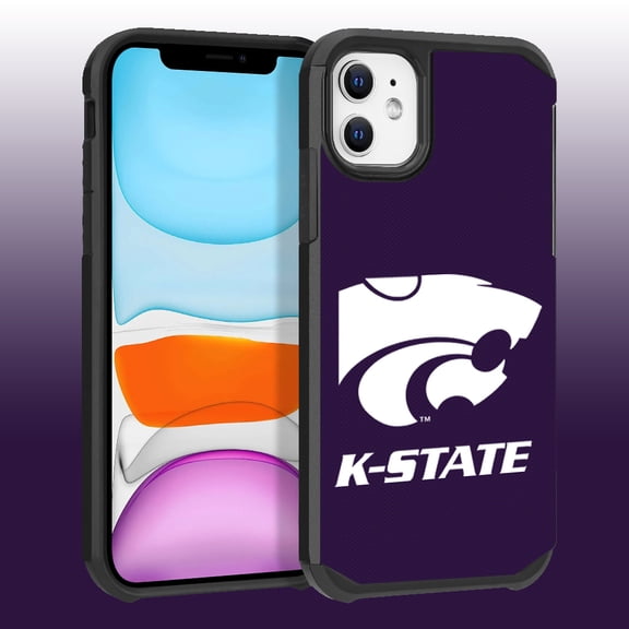 Apple iPhone 11 / XR - Licensed NCAA University of Kansas State Wildcats Logo on Purple Textured Dual Layer Case