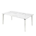 thumbnail image 2 of Nicole Miller Marble Dining Table Maddux White 70-Inch Top Silver Cast Iron Leg, White/Silver, 2 of 9