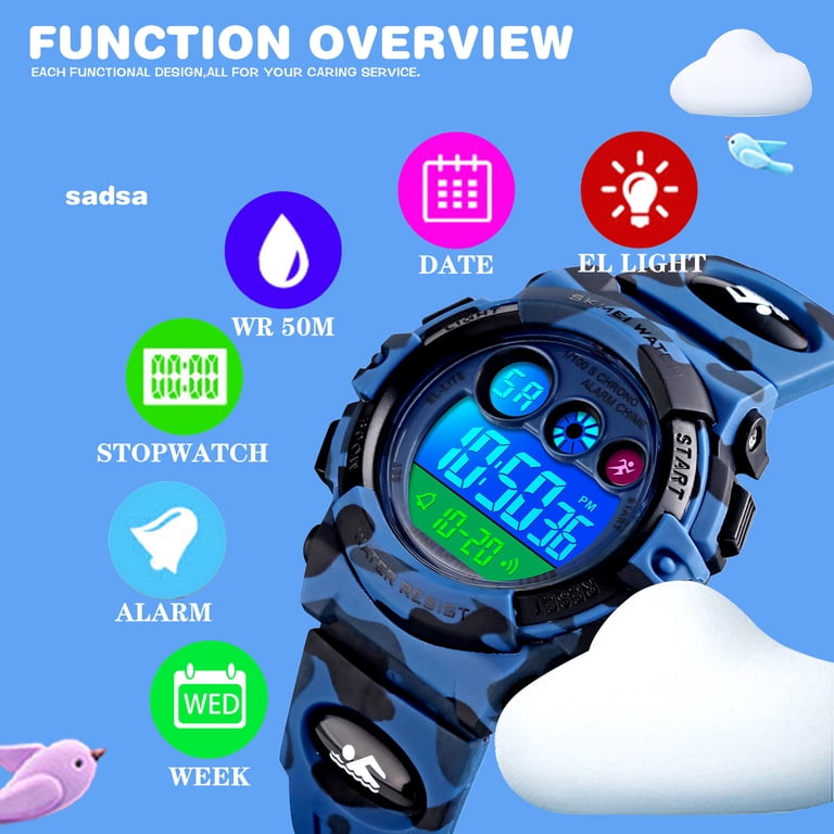 SKMEI Kids' Digital Sports Watch, Blue photo 4