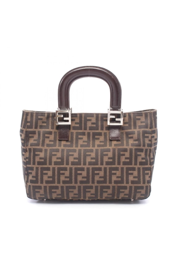 Pre-Owned Fendi Zucca Tote Bag Handbag Canvas Leather Women's Brown/Black