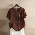 thumbnail image 3 of Giftesty Womens Plus Size Womens Casual Loose Button Linen Plus Size Daily Boho Tanic T-shirt Blouse Tops, 3 of 3