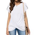 thumbnail image 3 of TEMOFON Blouses for Women Plus Size Summer Loose Fit Blouses Casual Round Neck Short Sleeve T Shirt Fashion Criss Front Solid White Tee Size XXL, 3 of 5