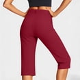 thumbnail image 3 of Women's Capri Pants Stretch Business Work Capris Casual Straight Leg Office Dress Pants Summer Petite Pants, M, 3 of 5
