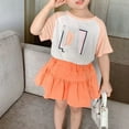 thumbnail image 5 of uublik Beach Skirts for Girls Orange Mini Skirts High Elastic Waisted Tiered Ruffle Skirt Size 3T-12, 5 of 6