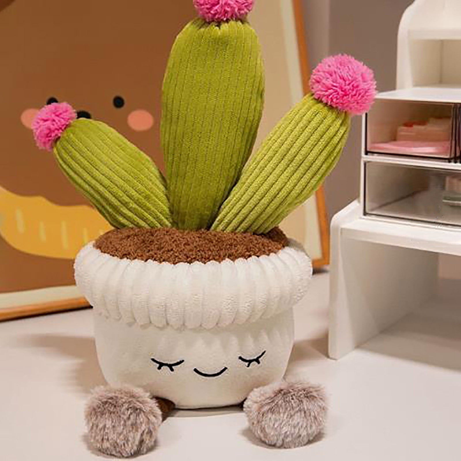 UttpKLBx&nbsp;Cute Blooming Cactus Potted Plant Plush Toy, Soft Stuffed Flower Doll for Desk Decor, Girl‘s Birthday Gift, Easter, Valentine’s Day, Room Ornament (C)