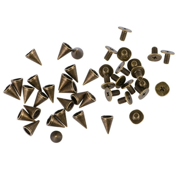 COSMOBETTY 100 Set Dark Brown Metal Cone Spikes Alloy Screwback Studs for DIY Crafts Shoes Bags Belts Jackets