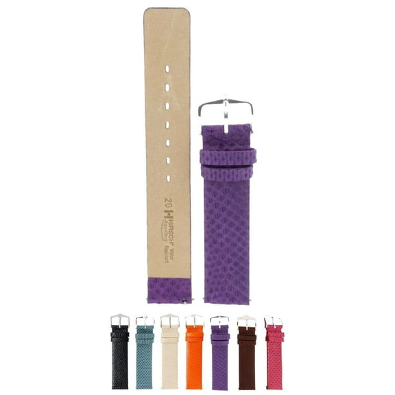 HIRSCH Aqualino Snake Leather Watch Strap - Violet Band / Silver Buckle - L - 16mm