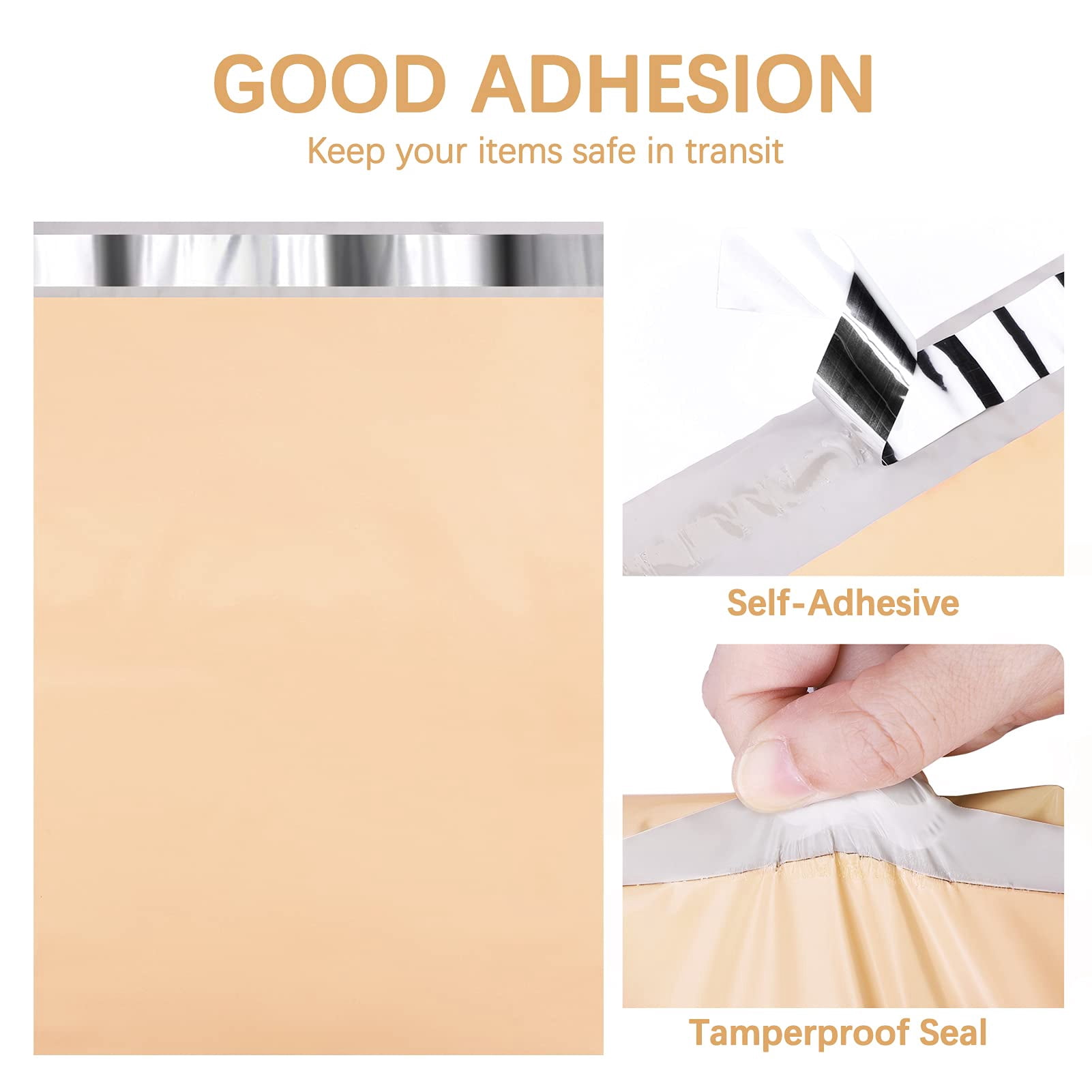 Medium Size Poly Mailers 14.5x19 500 Pieces, Tamper Proof Shipping Bags for Clothes Shoes, Opaque Mailing Envelopes for Small Business, Beige