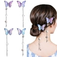 thumbnail image 1 of Pinzas para el pelo de mariposa movibles, 2 pares de horquillas de mariposa moradas con colgante de mariposa de metal, accesorios para el cabello TUNC Sencillez, 1 of 5