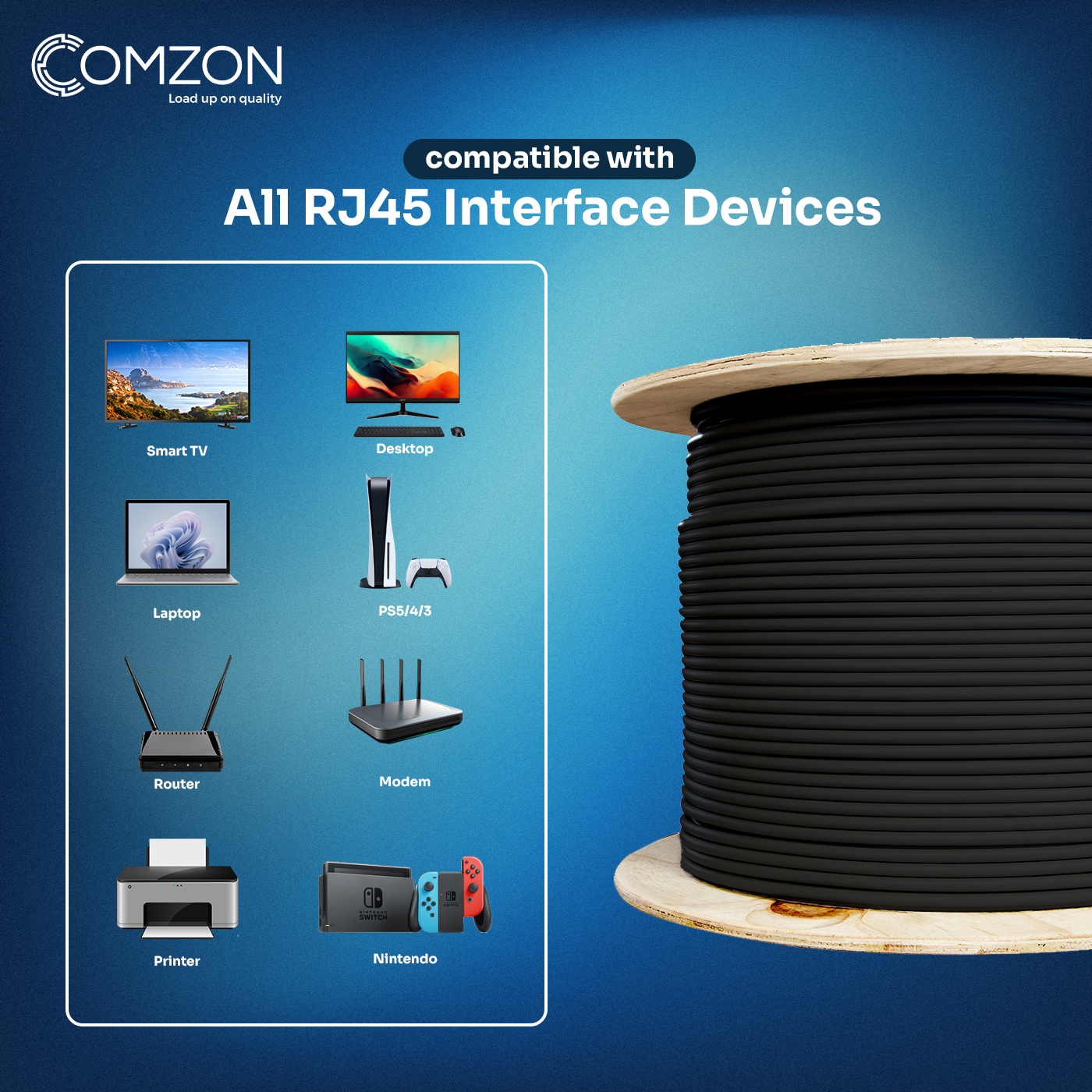 COMZON 1000ft Shielded Cat6a F/UTP Ethernet Cable 26AWG Stranded Copper, 500Mhz Network Speed 10Gigabit Patch Cable, Black