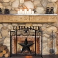 thumbnail image 7 of Single Panel Fireplace Screen Decorative with Rustic Black Star Detail - Stand Alone Fireplace Cover Metal Mesh Screen - Home Decor Firescreen for Cabin, Lodge, and Western Country Style, 7 of 7
