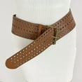 thumbnail image 3 of Jesscasday Metal Eyelet Studded Wide Belt Punk Hollow Gothic Style Faux Leather Black Brown, 3 of 7