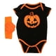 thumbnail image 2 of KAKOWELY Mono de disfraz de calabaza de Halloween para bebé recién nacido con diadema, traje de fiesta de otoño para bebé niña y niño, conjunto de mono naranja de manga corta para primer Halloween, 2 of 5