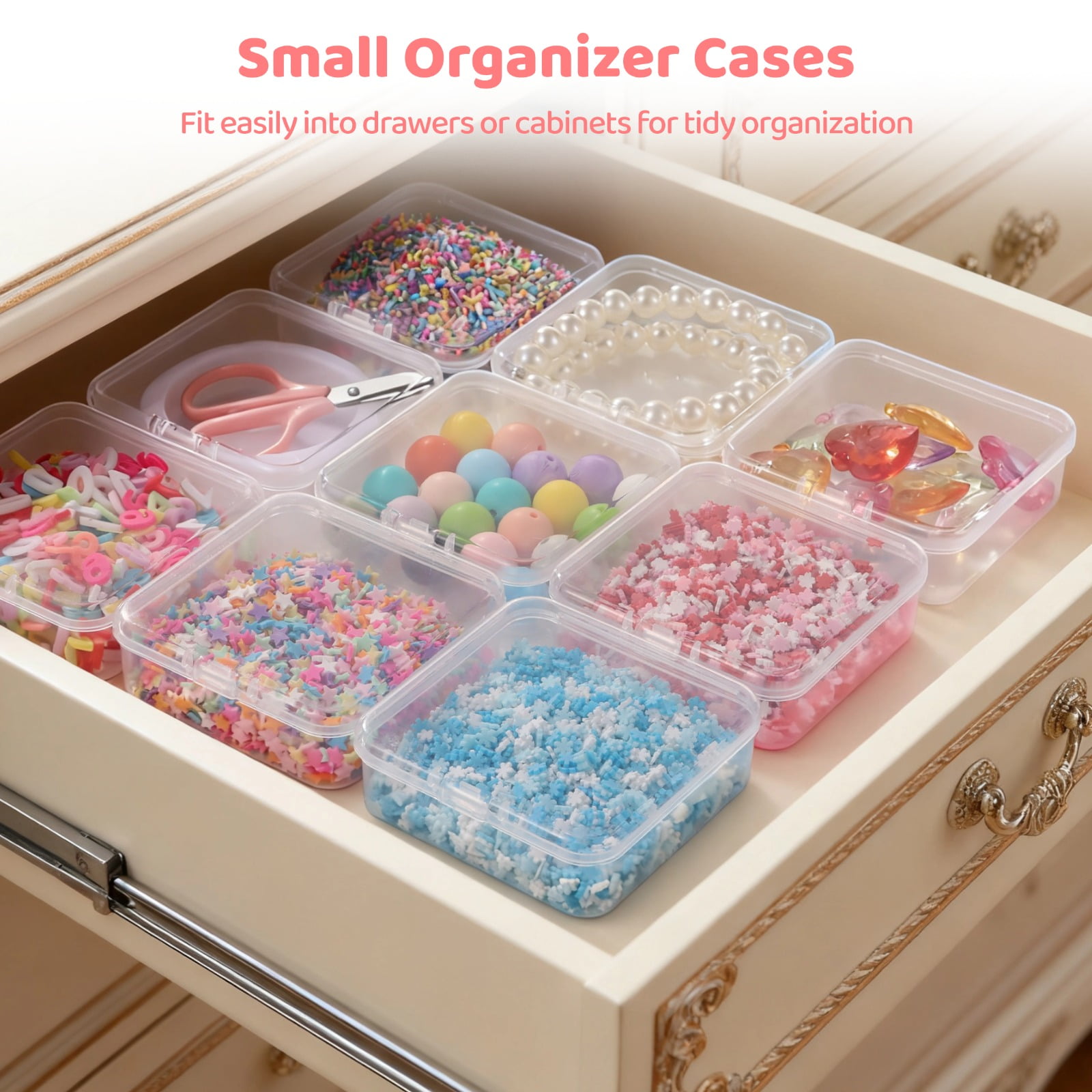 120 Pcs Plastic Bead Storage Containers, 3×3×1" Small Storage Boxes, Clear Square Containers with Hinged Lids, Mini Organizer Cases for Jewelry, Crafts, Small Items, Parts