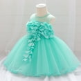 thumbnail image 4 of USNSM (6-24 Months) Toddler Girls Cute Flower Pearl Mesh Birthday Dress Spring Fall Casual Fashion Long Dresses Green 18-24 Months, 4 of 5