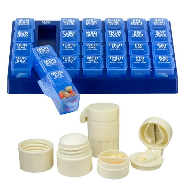 FourTimesADay Weekly Pill Organizer with Daily Removable Pill Boxes