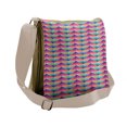 thumbnail image 1 of Colorful Messenger Bag, Funky Retro Zigzag Pattern, Unisex Cross-body, by Ambesonne, 1 of 2