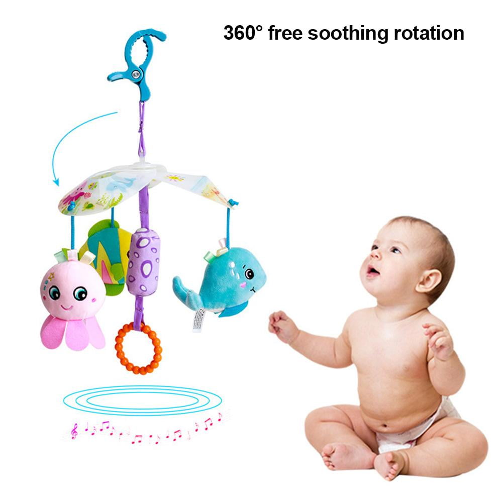 Atralife Baby Stroller Mobile Soft Hanging Squeaky Toy Infant Newborn Buggy Mobile Plush Wind Chime for Crib Travel