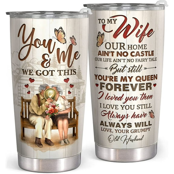 Gifts for Wife - Gifts for Her - Happy Anniversary Wedding Gifts - Wife Gifts from Husband - Wife Birthday Gift Ideas - Christmas Gifts for Wife - Romantic Gifts for Her - 20 Oz To My Wife Tumbler