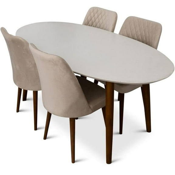 Reagan Modern Solid Wood Dining Table and 4 Chair Set