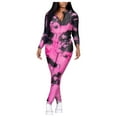 thumbnail image 2 of Itsame Tops and Pants Activewear Set Womens Sweatsuits 2pcs Sets Long Sleeved Printed Zipper Tie Dyeing Stand-Up Collar Women Athletic Outfit Sets Pink Size M, 2 of 4