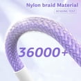 thumbnail image 6 of Hionly 6' Type C to Type Cable Colorful Nylon Braid Charging Cord, Pink & Green, 2 Pack, 6 of 6