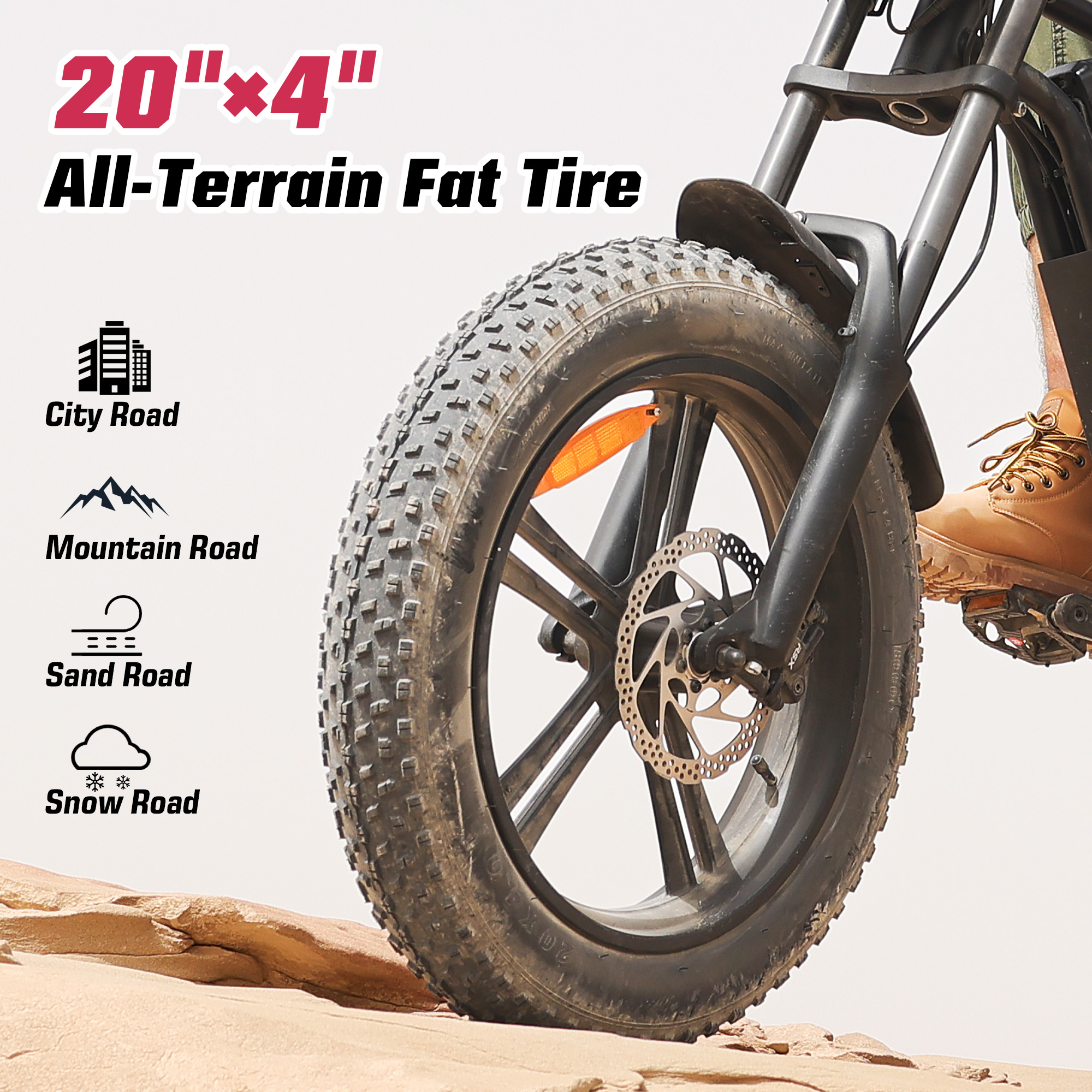 Windone750W Ebike with 48V13Ah Removable Battery,Up to 28MPH&46.6Miles,Full Suspension,Cruise Control,UL Certified,Moped All-Terrain 20" Fat Tire Electric Bike for Adults