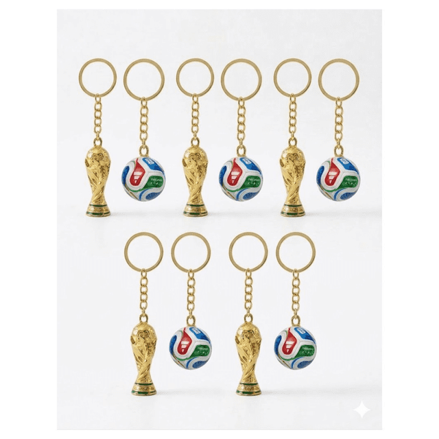 5 PARES DE LLAVEROS DE BALON Y COPA MUNDIAL