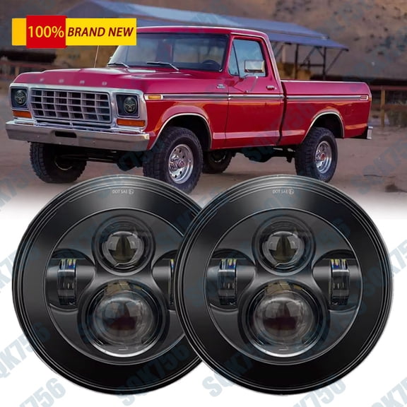 Fit 1975-1979 for Ford F150 F-150 Pickup Trucks 2pcs 7inch LED Round Headlights