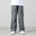 thumbnail image 5 of DJDLJWCJ Teen Boys School Uniform Pants Straight Fit Wide Leg Cargo Pants Elastic Waist Comforty Lightweight Pants Dark Gray Size 9, 5 of 6