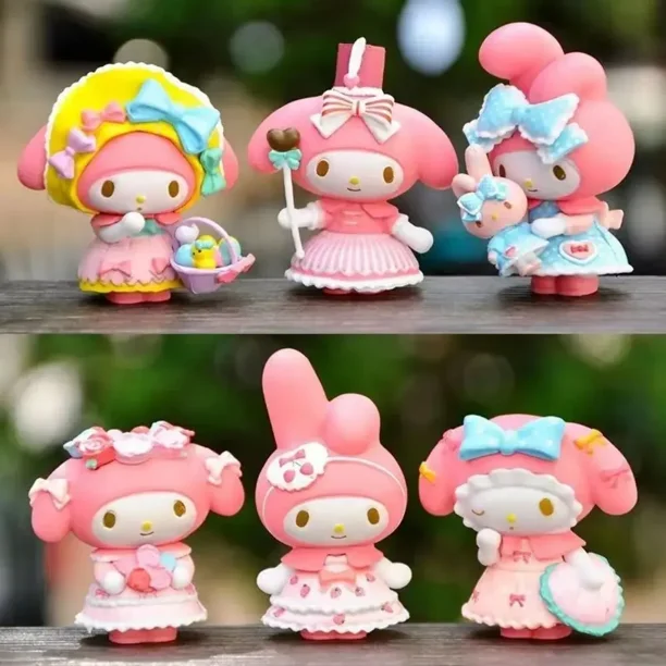 6pcs Sanrio Blind Box My Melody Figures Hello Kitty Toy Pajamas