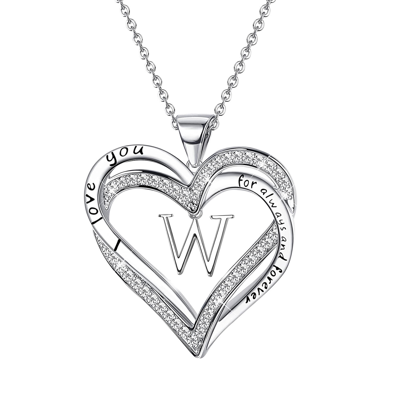 pstuiky Necklaces Pendants Women's Heart Shaped Letter Necklace