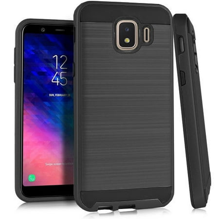 Kaleidio Case For Samsung Galaxy J2 Core J260, J2 Pure, J2 (2019) [Brushed Metal Texture] Slim Fit Hybrid Armor [Shockproof] TPU Lightweight 2-Piece Cover w/ Overbrawn Prying Tool