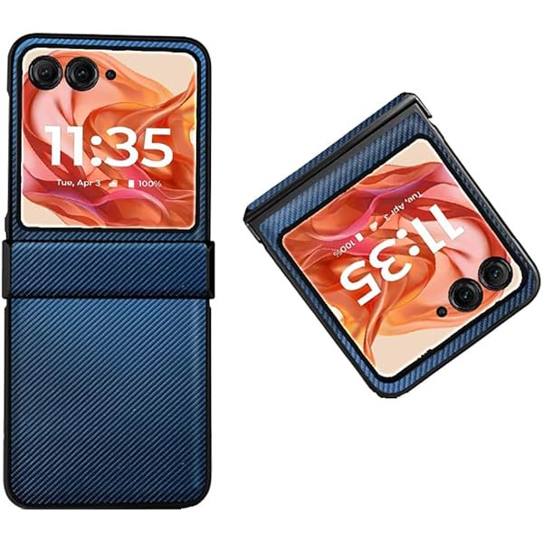 wonima11 Motorola Razr 2024/2025 Case, Carbon Fiber Shockproof | Compatible with Razr 50/60 | Blue | Back Cover Design