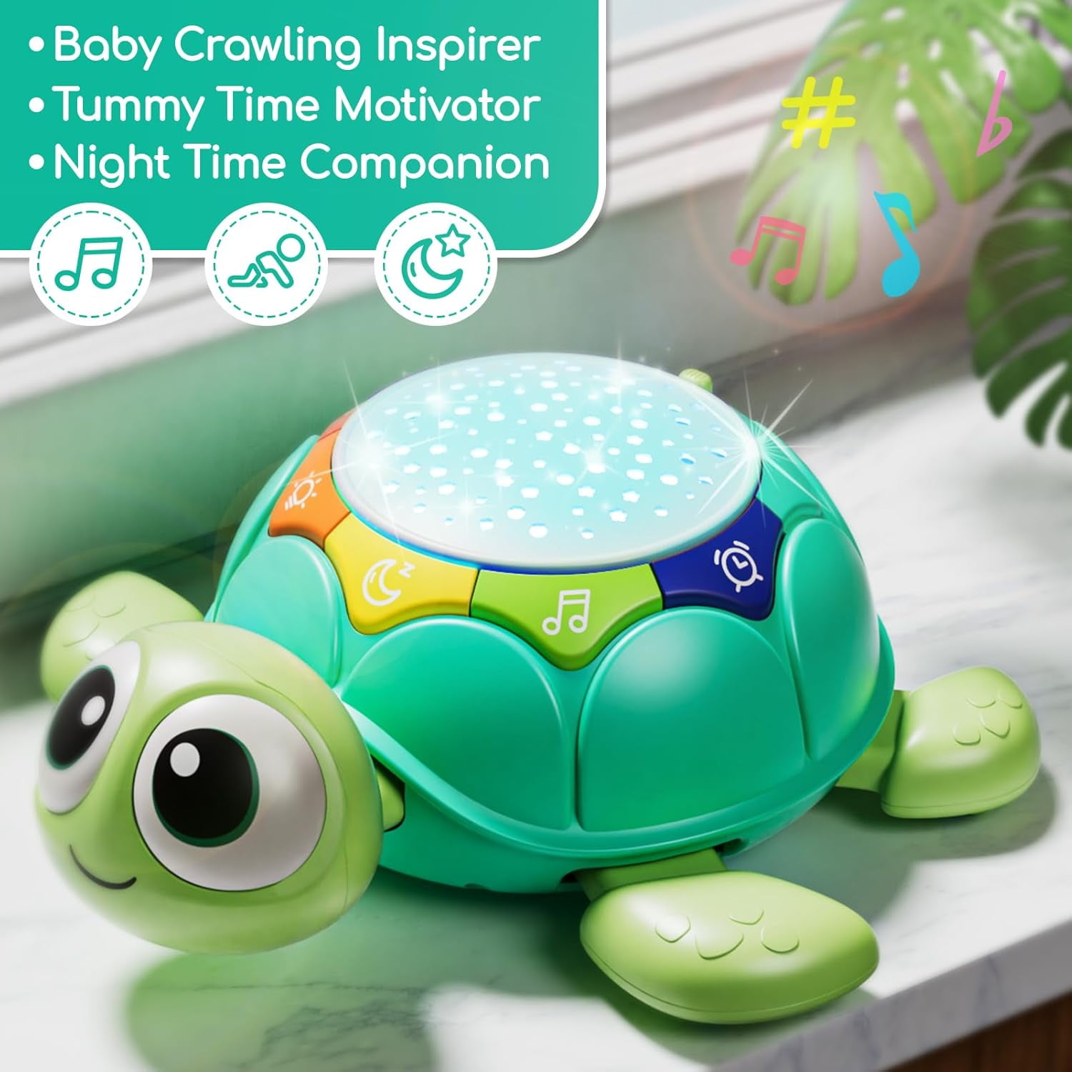 Baby Crawling Turtle Toy with Lights & Music, Sensory Learning Walking Animal Toy,0-6 Months Infant Toys, Gifts for Newborn First Birthday