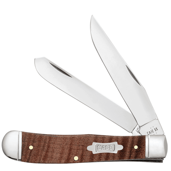 Case XX Smooth Curly Maple Wood Trapper Stainless Pocket Knife