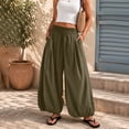 thumbnail image 2 of Holzkary Women's Balloon Pants Elastic High Waist Wide Leg Loose Pleated Harem Pants Summer, Casual Pants with Side Pockets for Spring Fall Summer Beach Vacation and Travel Army Green Xxl, 2 of 6