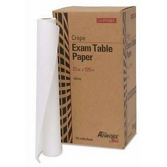 Pro Advantage Exam Table Paper - White - Crepe - 21" x 125' - 12 Rolls