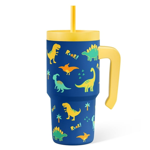 Vaso para beber SANDJEST, con forma de dinosaurio, 591 ml, aislante
