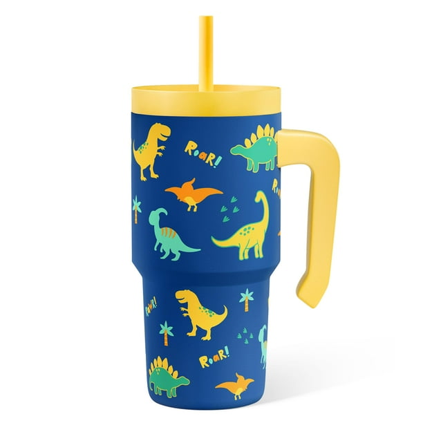 Vaso para beber SANDJEST, con forma de dinosaurio, 591 ml, aislante