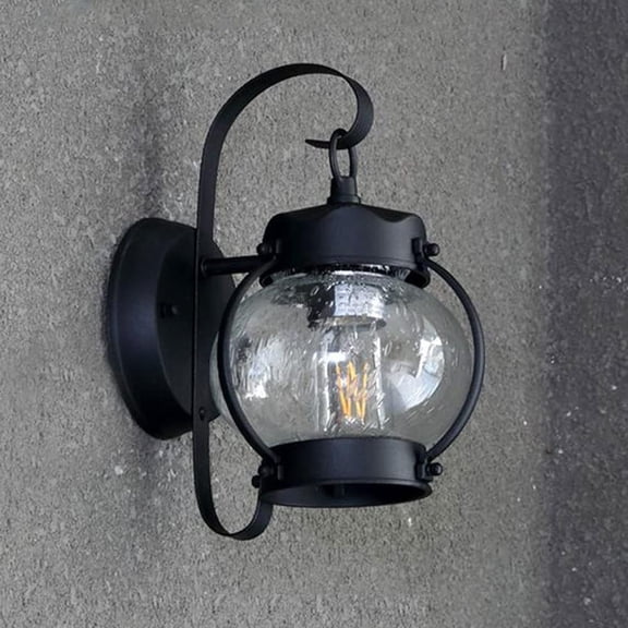 Waterproof Wall Lantern Outdoor Carriage Light Rustic Black Wall Sconce, IP54 Porch Lighting Fixture Wall Mount, Seeded Glass Shade Outside Wall Lamp for Garage Patio