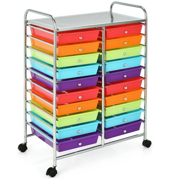 Kepooman File Storage Organizer,File Cabinet,20 Drawers Storage Rolling Cart Studio Organizer-Multicolor